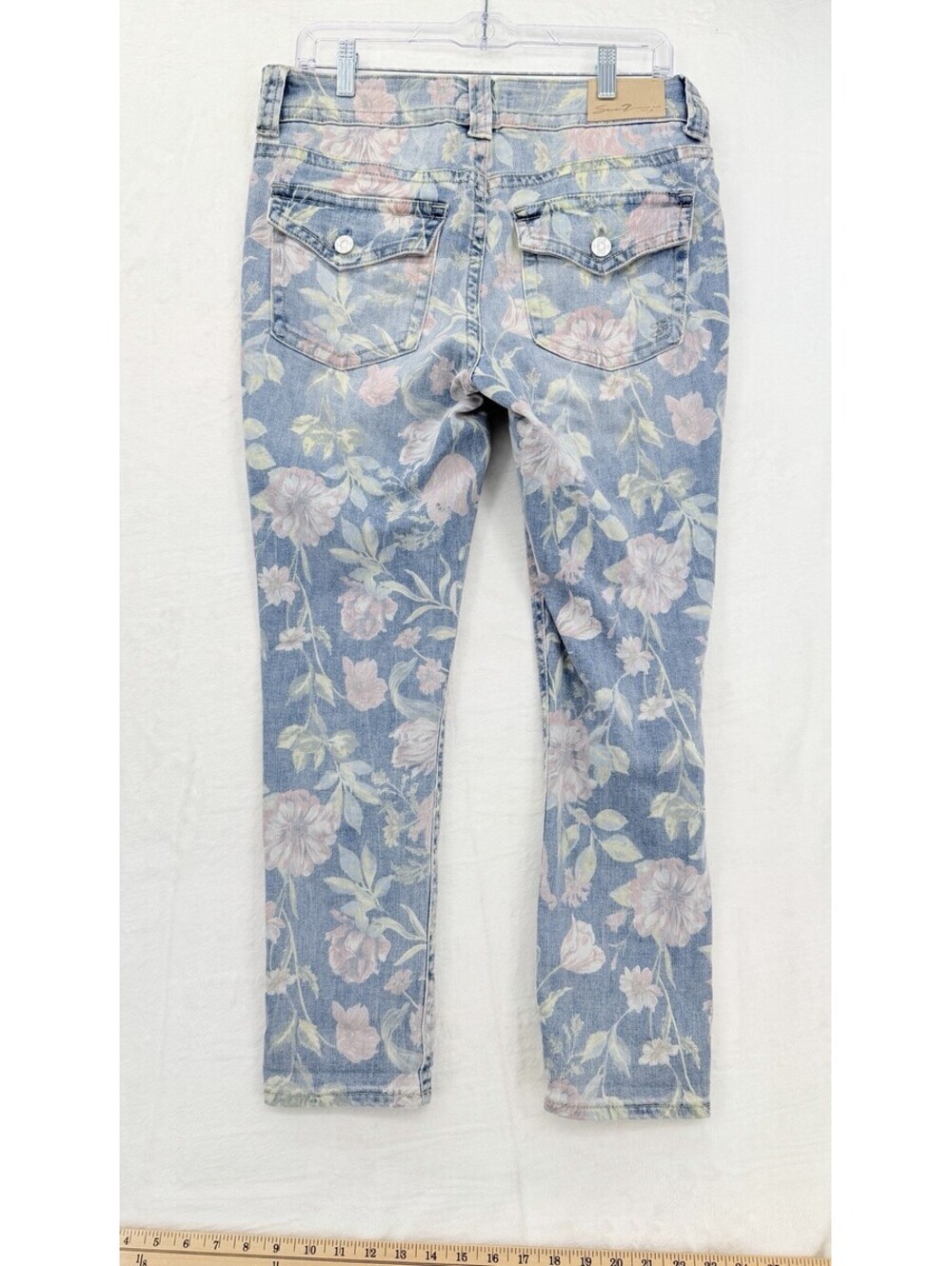 Seven 7 Cropped Jeans 6 Womens Light Blue Floral Print Starlette Crop New - Picture 7 of 12